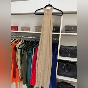 Elegant Tan Midi Dress